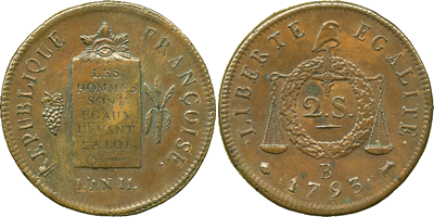 2 Sols aux Balances 1793 B